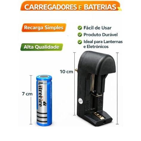 Carregador de Bateria 18650 26650 3.7V Alta Qualidade Recarga Rápida