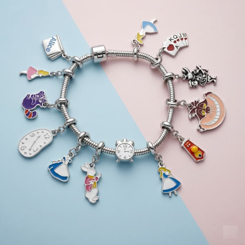 Berloques Alice no país das maravilhas/ gato/ coelho/ relógio/ vestido alice/ fechadura/ cartas baralho/ para pulseira