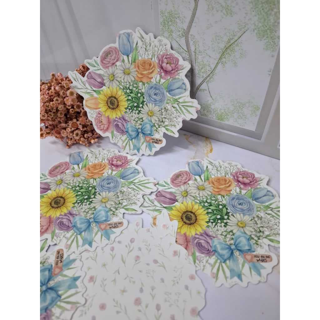 20un Postal Cookie Card Buque "Floral" Coleção Dia das mães 15x17m