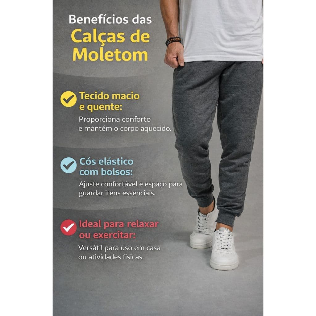 Calça Moletom masculina Peluciada adulto slim Grossa Com punho Flanelada Jogger inverno