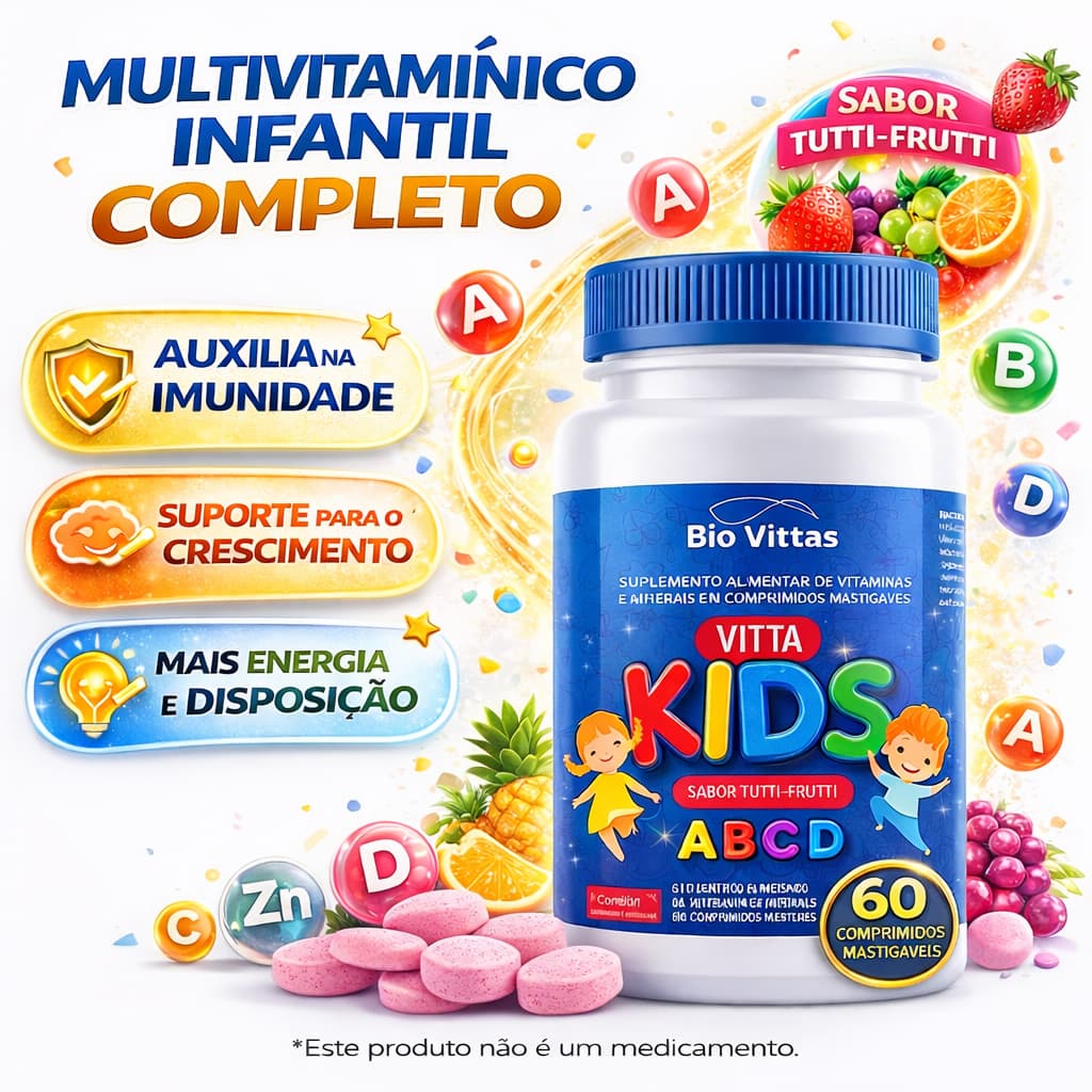 Multi Vitaminas infantil Mastigável A-Z | Vitta  - 60 - 120 Comprimidos | Imunidade | - Bio Vittas