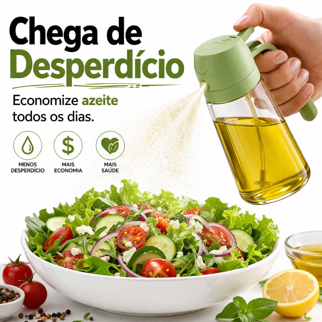 Spray Borrifador de Azeite Vinagre Óleo Vidro Cozinha Gourmet Air Fryer Dosador Prático Salada