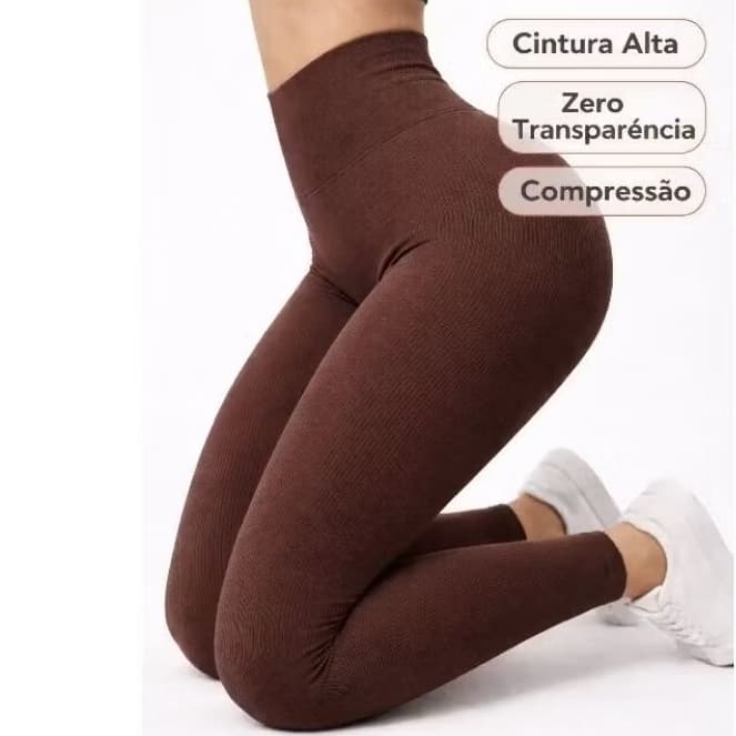 Calça Legging Feminina Canelada Tecido Premium Cintura Alta Academia, Fitness e Dia a Dia