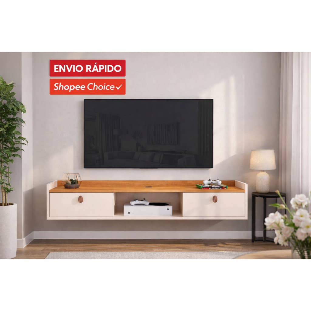 Rack Sala Tv Suspenso 1.20cm Home Decoração Sala Quarto nicho 1 Porta Varias Cores Painel TV