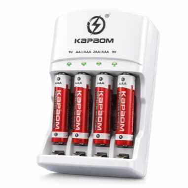 Kit Carregador de Pilhas com Pilhas Recarregáveis AA AAA 9V Bivolt