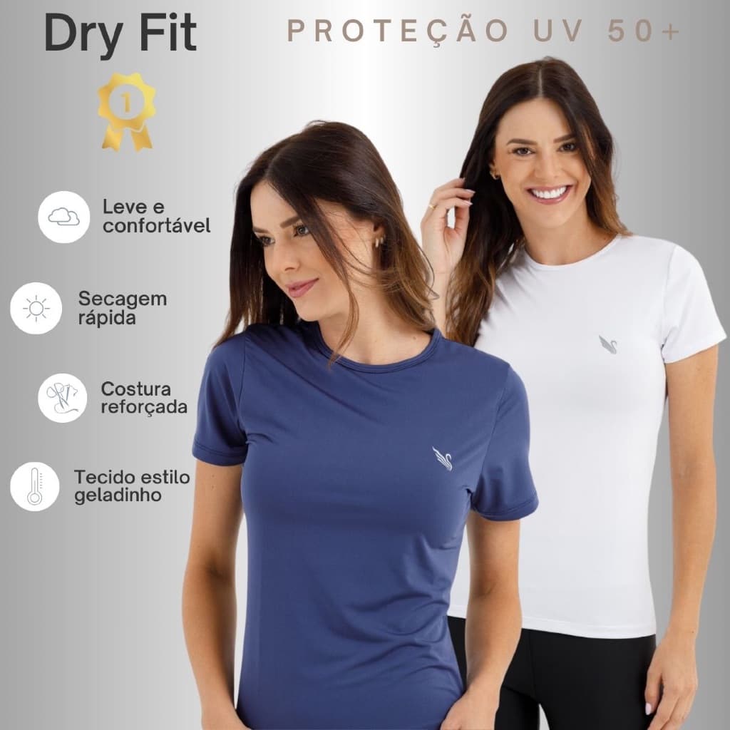 Kit 2 Camiseta Feminina Dry fit Academia Corrida Treino Blusas Camisas do P ao G2