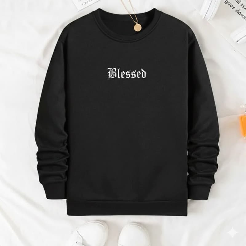 Martins Store Wear Moletom Careca Casual Confortavel Ideal Para O Inverno Estampado Blessed