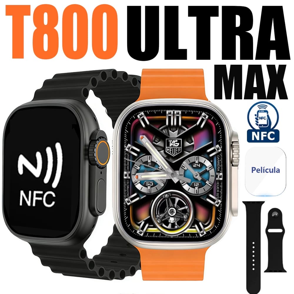 2026 Smartwatch Série 10 T800 Ultra 3 MAX NFC com Monitoramento de Frequência Cardíaca