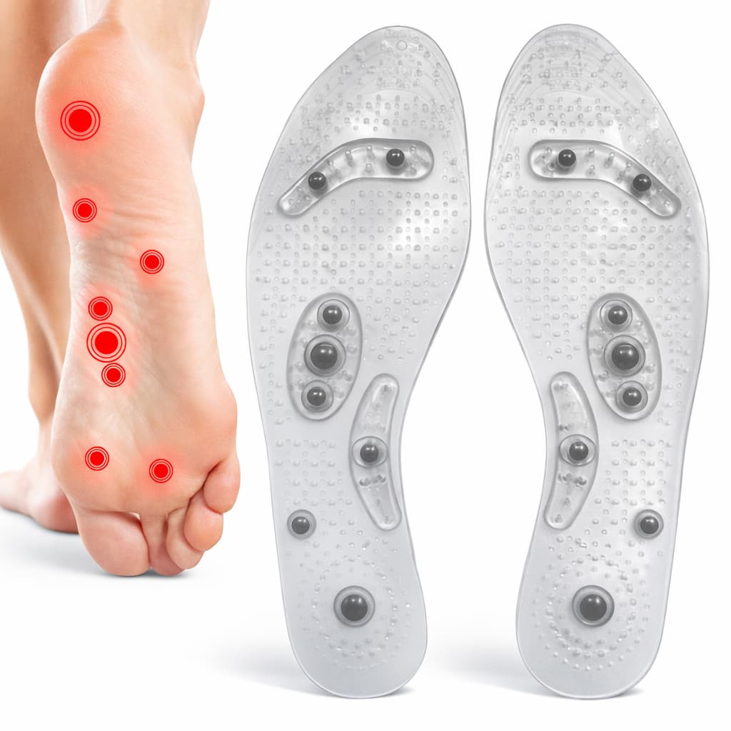 Par Palmilha Ortopédica De Silicone Magnética Anti-Stress Absorção Impacto Massageadores Alívio Dores Pés