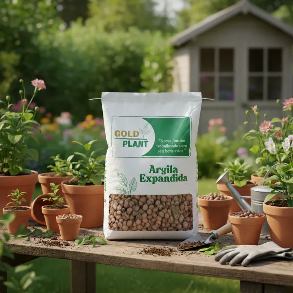 Argila Expandida 3L, 10L ou 20 Litros Modelo 3222 2215 ou 1506 Drenagem Decoração Gold Plant