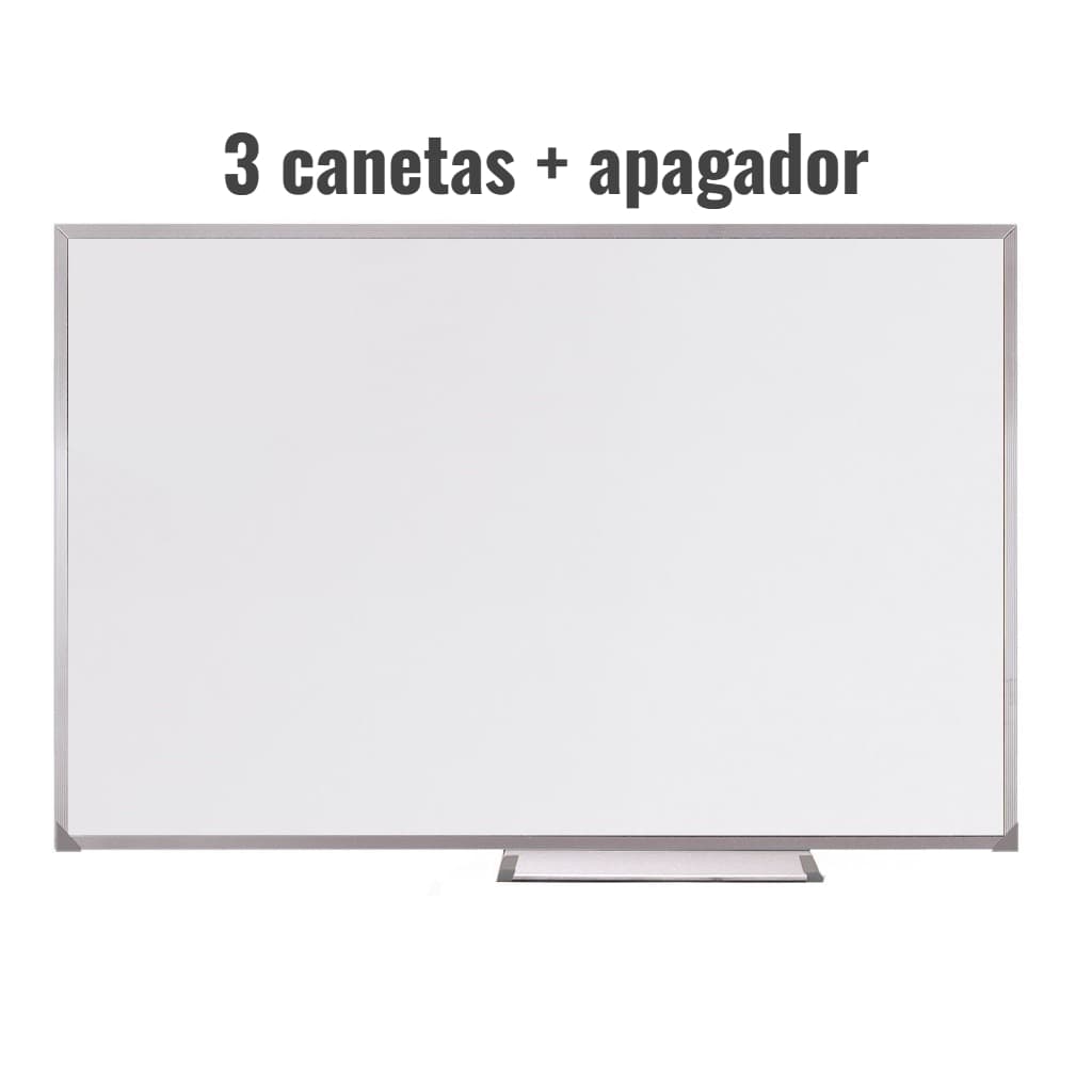 Lousa Quadro Branco Moldura De Aluminio + 3 Canetas e Apagador - Vários Tamanhos