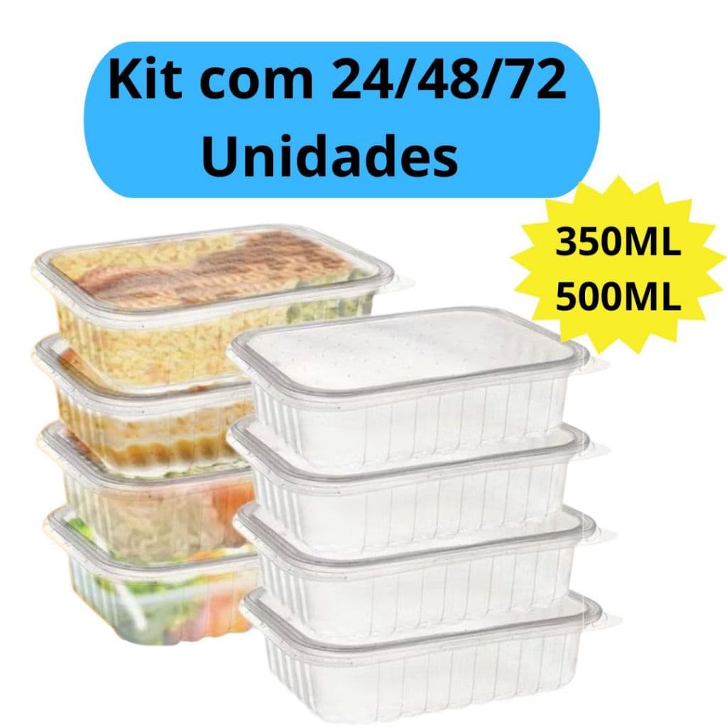 Kit 24 Unidades Pote Marmita Freezer Microondas Fitness Comida Congelada Marmitex Organizador
