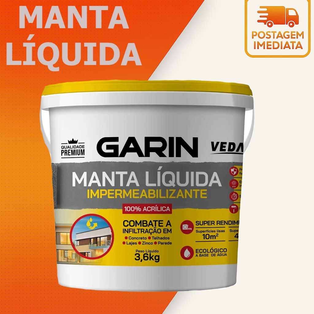 Manta Liquida Emborrachada Impermeabilizante Lajes Paredes Combate Infiltração Garin