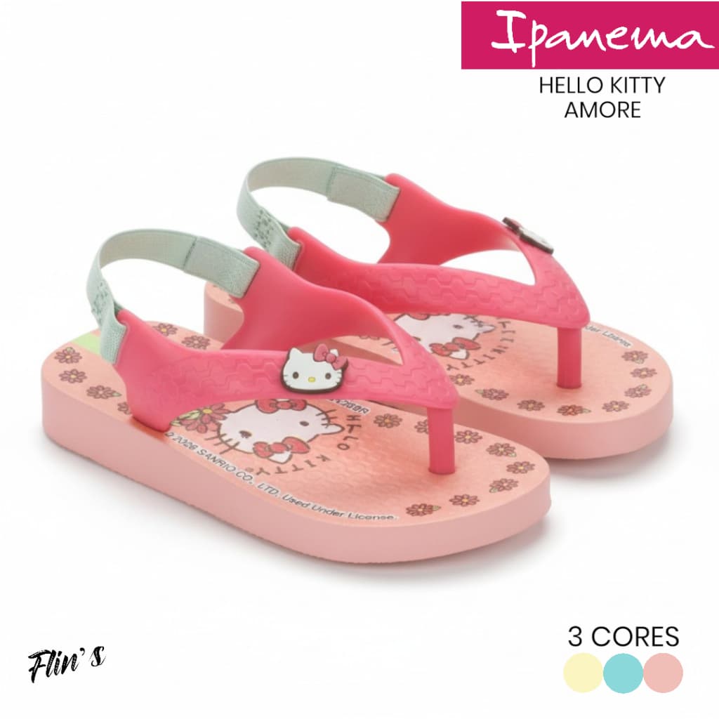 Chinelo Baby Ipanema Hello Kitty Amore | Original | Com Elástico | Menina