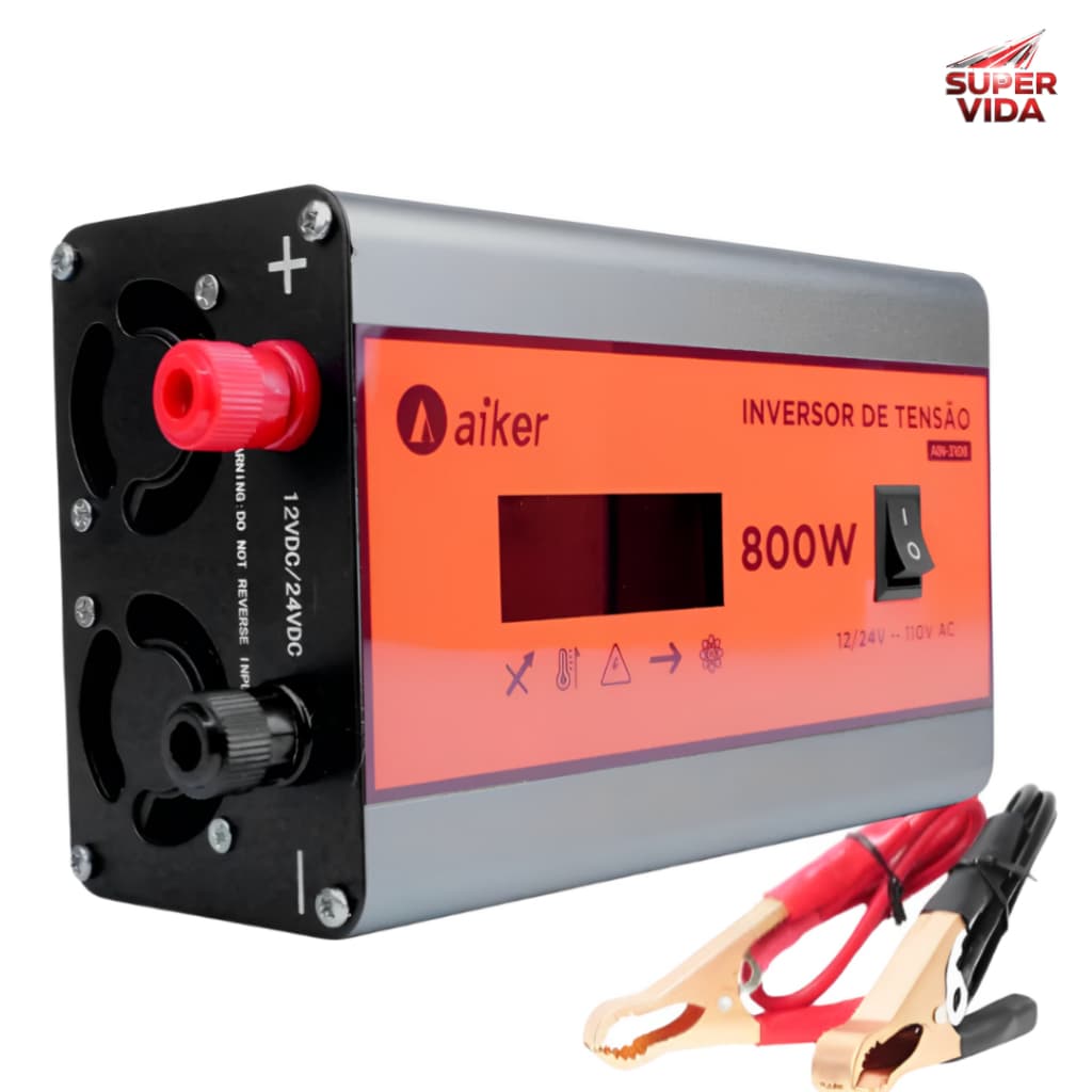 Inversor de Tensão Conversor Energia 12/24V Para 110V 800W