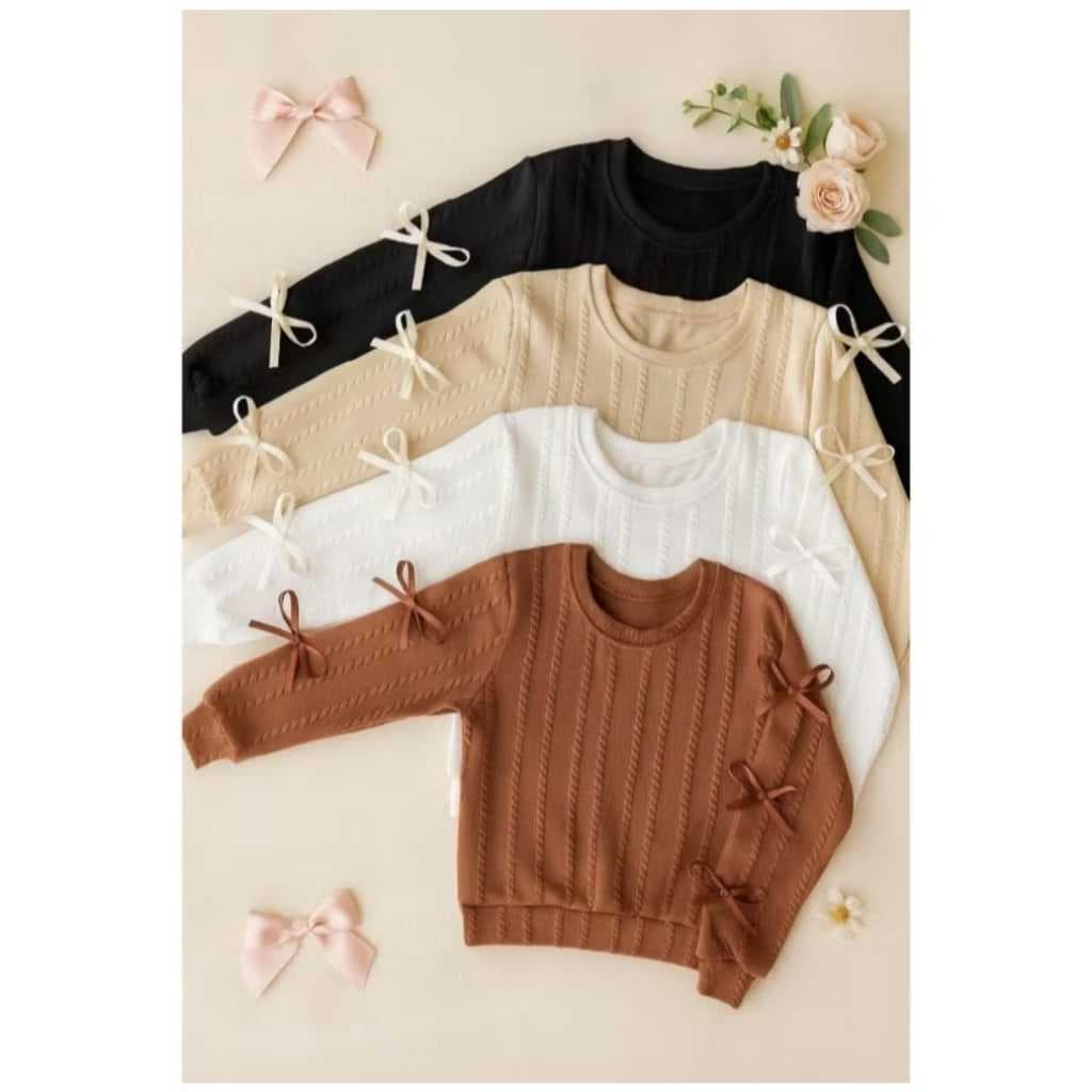 blusa infantil menina manga longa comprida lacinhos moda detalhe lacinhos frio inverno