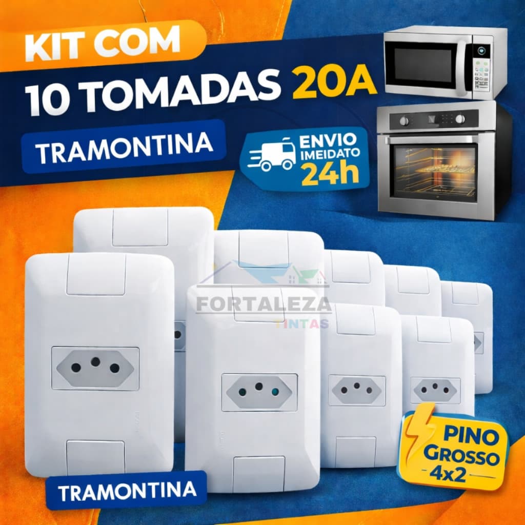 Kit Conjuntos Tomada Simples 20A Tramontina Linha Aria