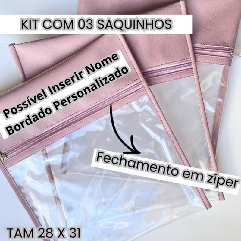 Kit Saquinho Maternidade Personalizado Organizador de Bolsa Saída Maternidade Trocas