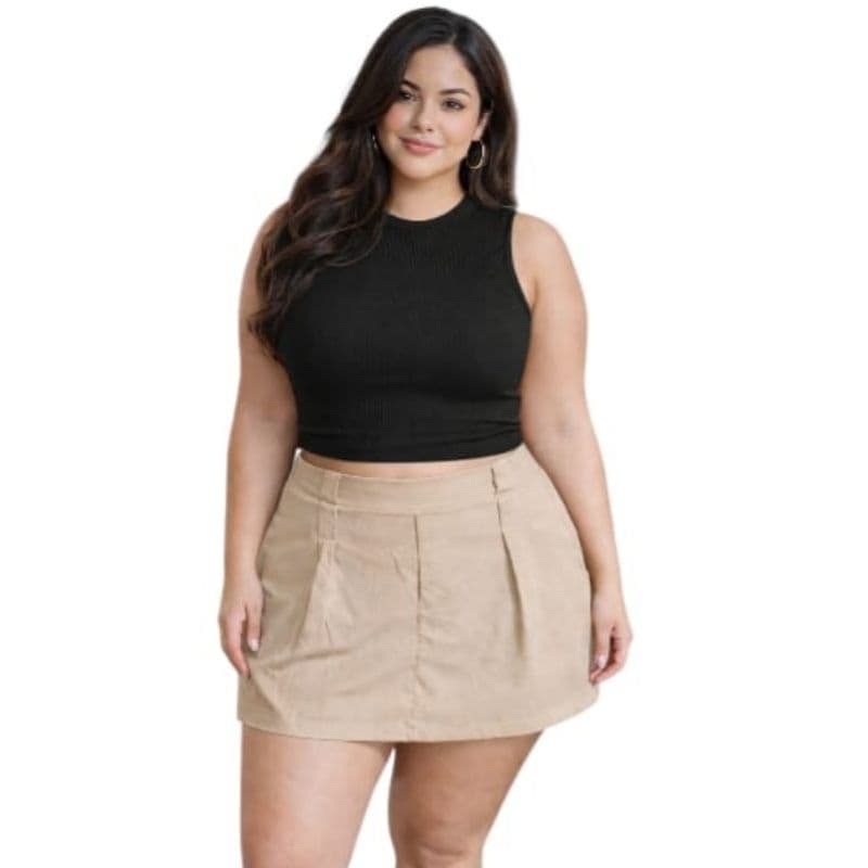 short saia com  bolsos tendência feminina elegante casual chic M, G, GG,G1,G2