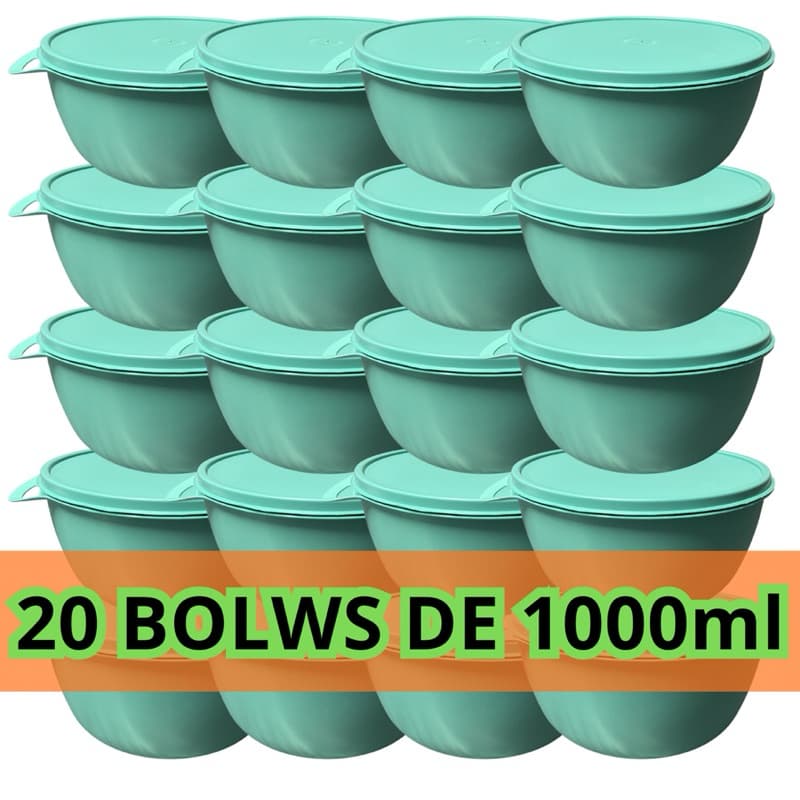 Kit Bowl Plástico com Tampa 1000ml Multiuso Cozinha - 5 até 20unid