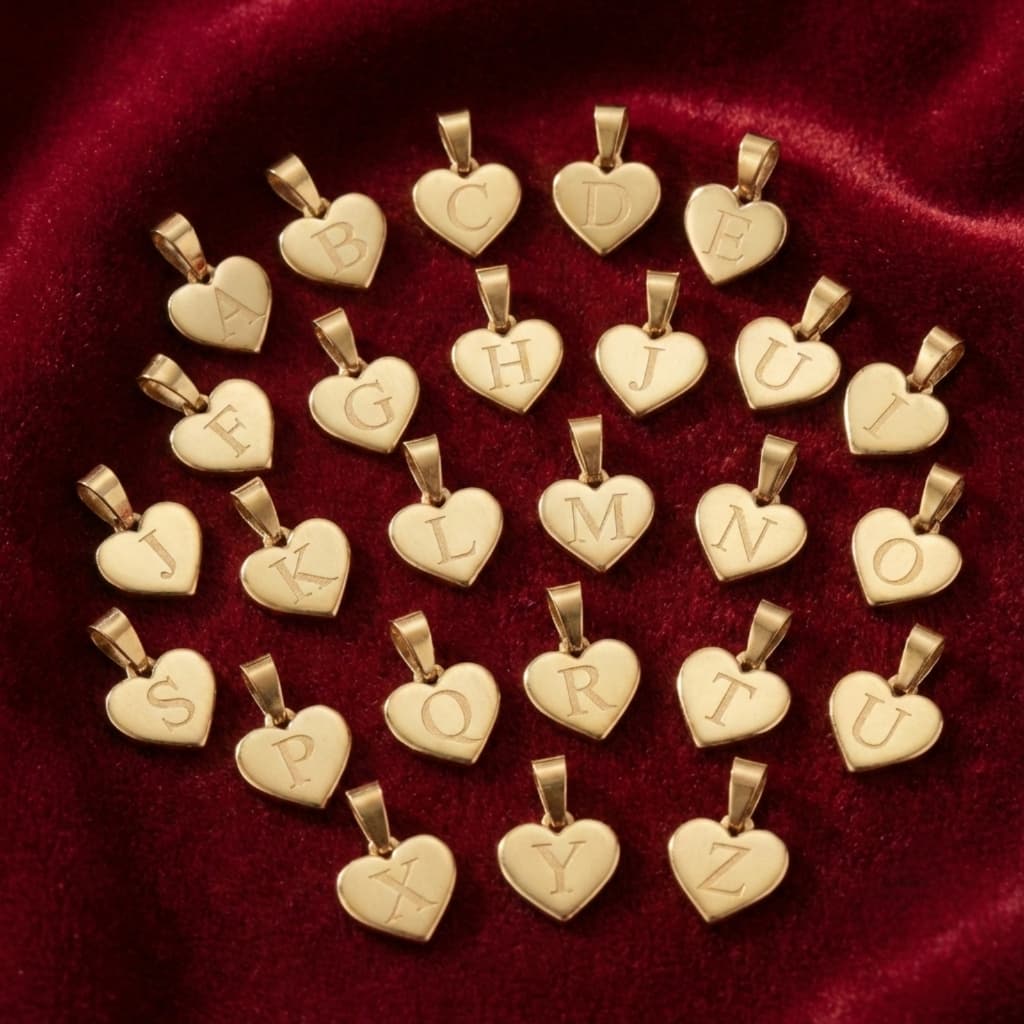 | SEMI JOIA | Pingente de Letras Inicial Mini Letra Coração Banhado em Ouro Legítimo 18k