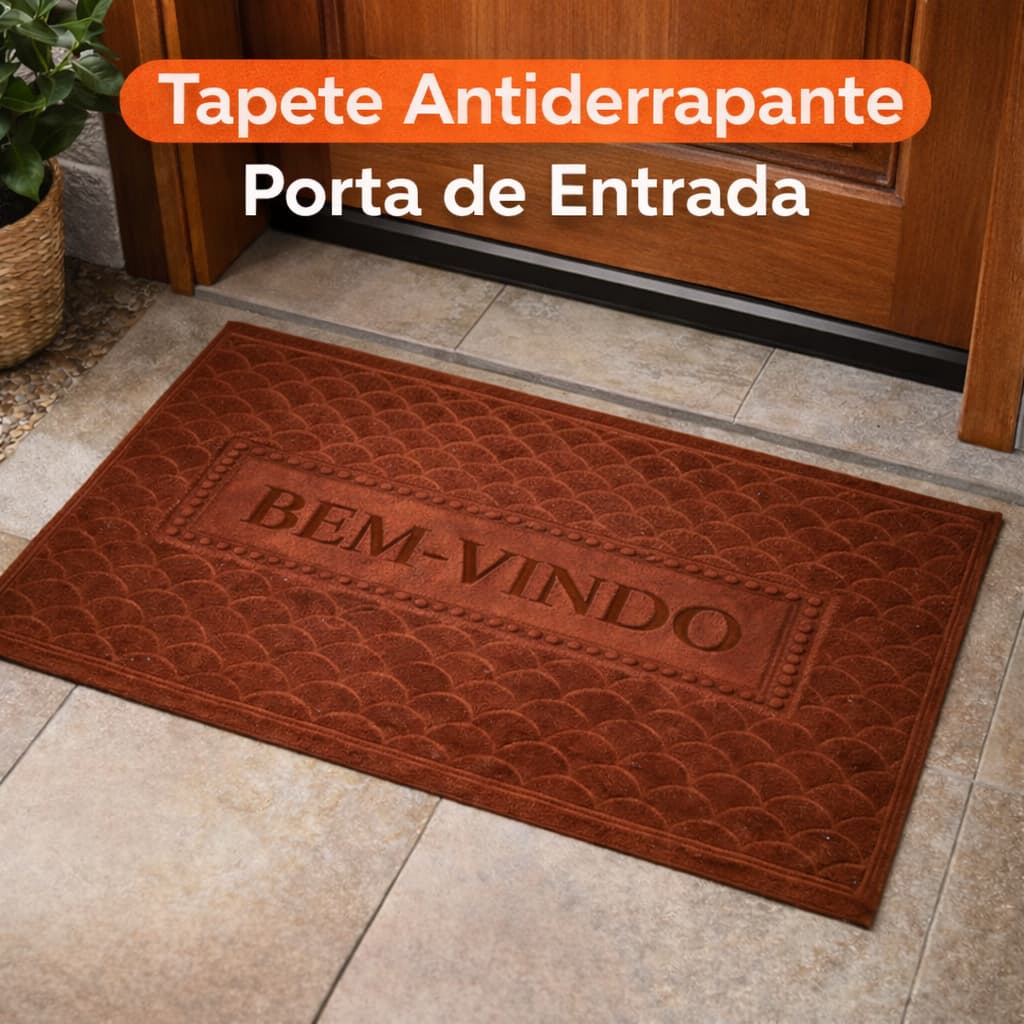 Tapete Capacho Bem Vindo Antiderrapante porta de Entrada 38x58cm