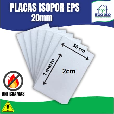 PLACAS DE ISOPOR EPS ANTI CHAMAS COM 20 MM (2 CM) 100CM X 50CM