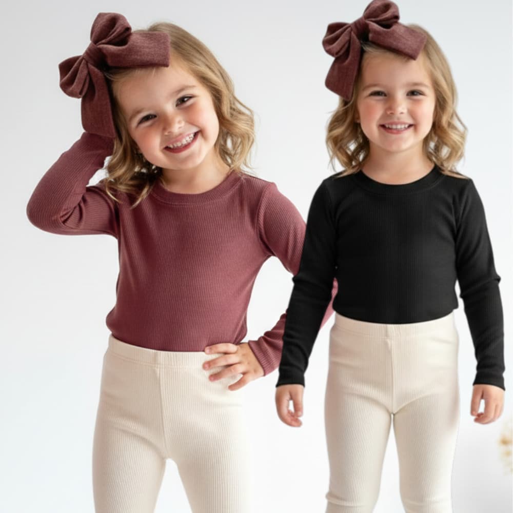 Kit 2 Blusinha Feminina Infantil Camisetas Manga Longa para o frio