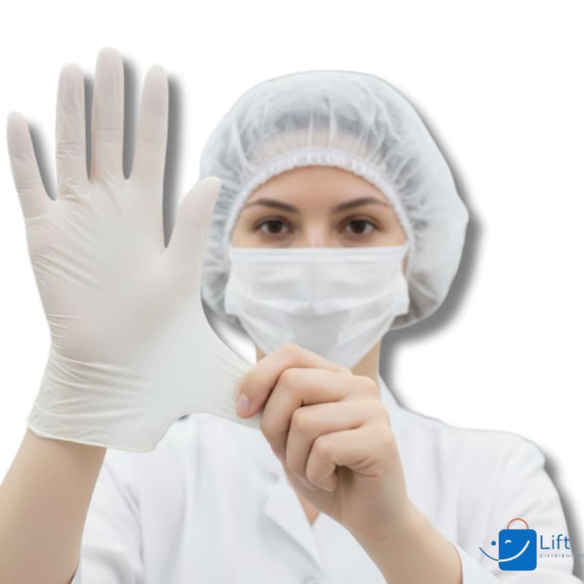 KIT 100 Toucas Descartáveis + 100 Luvas de Látex + 50 Máscaras | Tudo BRANCO + Higiene e qualidade