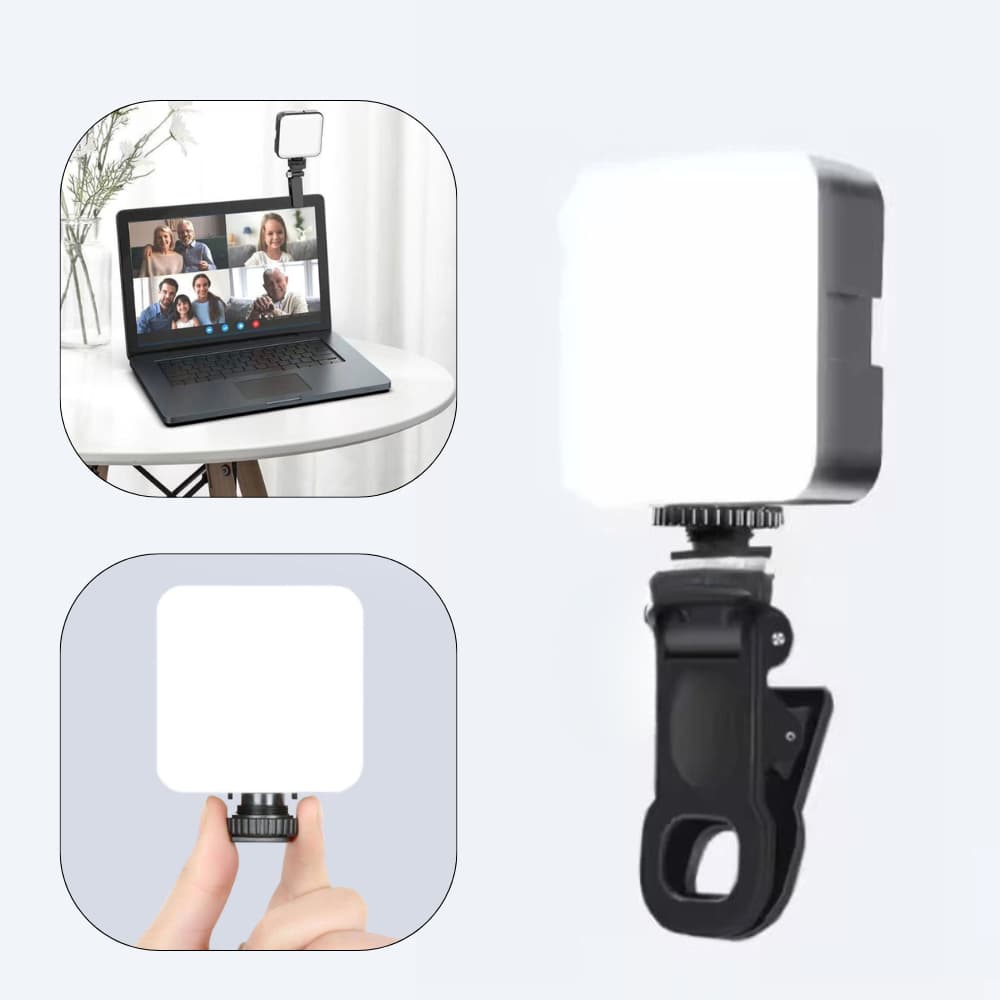 Luz de Selfie LED com Tons de Branco | Clip para Celular e Notebook |