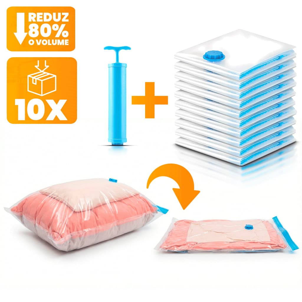 Sacos a Vácuo 50x60cm  – 10, 5 ou 3 Unidades – Organizador de Roupas, Mala Viagem, Guarda-Roupas,
