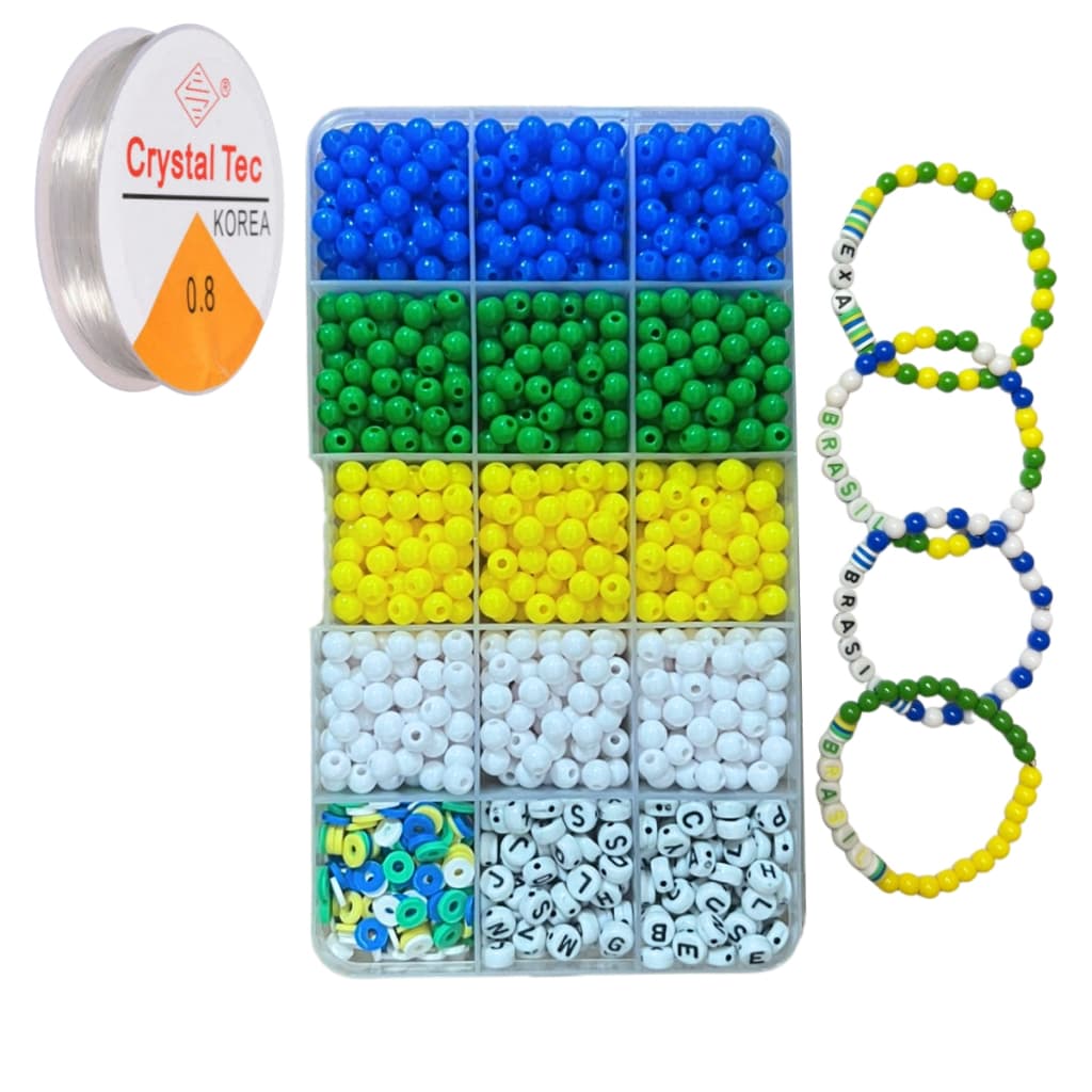 Kit Miçangas Brasil Copa do mundo Futebol Hexa Para Pulseira Colar aprox 1200 und