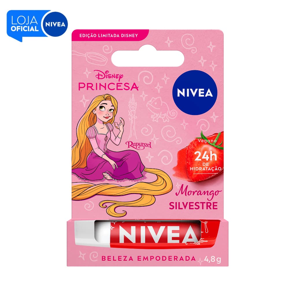 NIVEA Hidratante Labial Morango Silvestre Ed. Limitada Rapunzel Disney® Princesa 4,8g