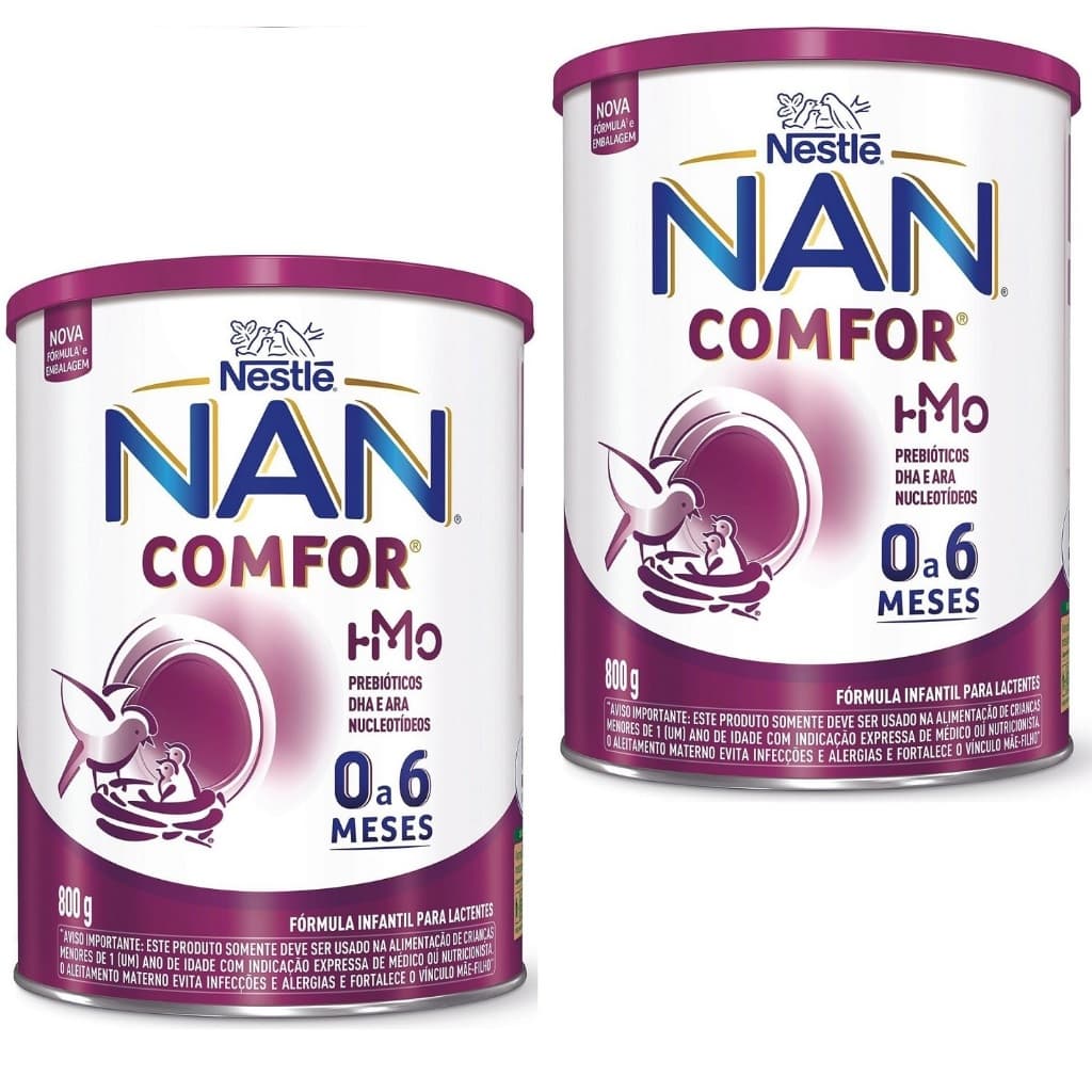 Kit 2 Latas NAN Comfor 0 a 6 Meses 800g cada (ROXO) EQ.1