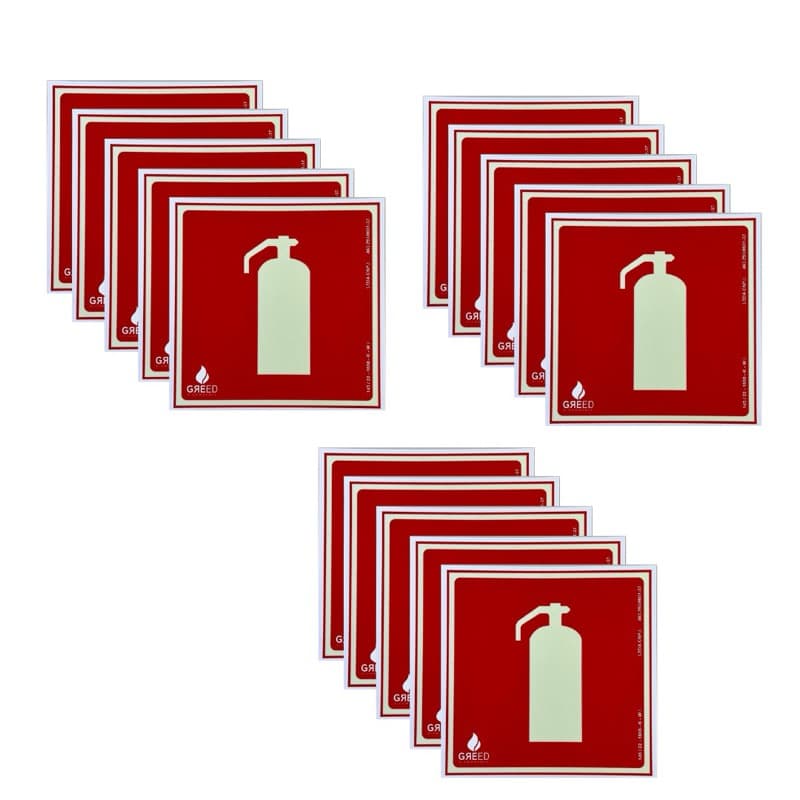 Placa De Sinalização Fotoluminescente Extintor E5 Kit 15 Uni 20X20 NBR16820