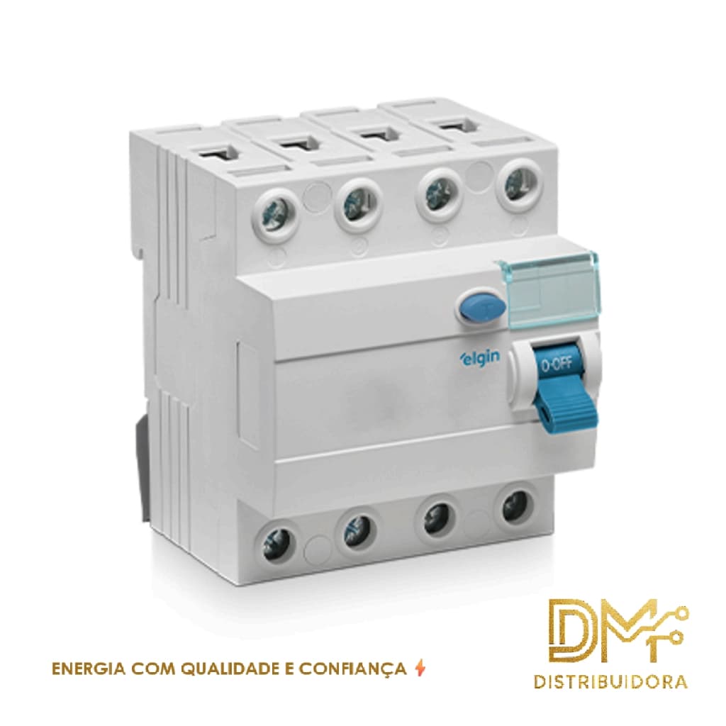 DR Interruptor Diferencial Residual Elgin 30mA Tetrapolar 25A 40A 63A 80A100A 125A Proteção Elétrica