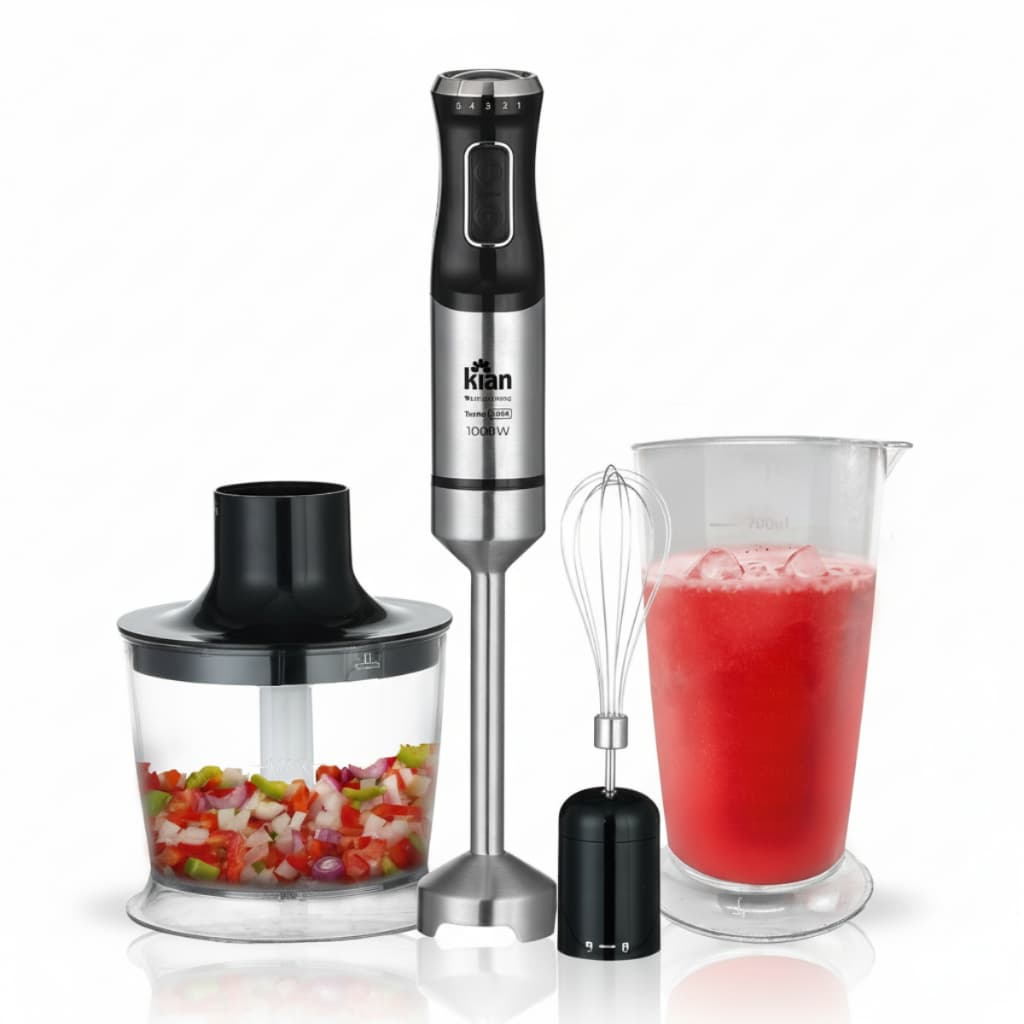 Mixer Elétrico 3em1 Kian 1000W Processador Batedor Triturador Inox 5 Velocidades Alimentos Cozinha