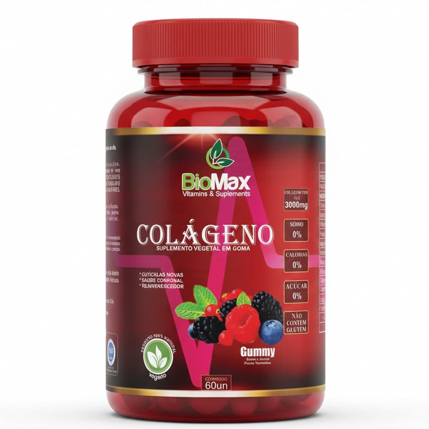 COLÁGELO TIPO 2 + BIOTINA + VITAMINAS B12, C E, POTÁSSIO EM GOMA 60UN