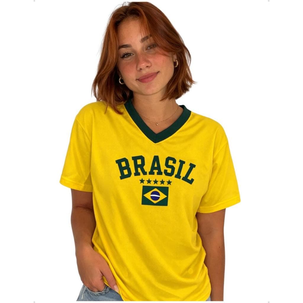 Camisa  Brasil Feminina Baby Look Copa Do Mundo 2026