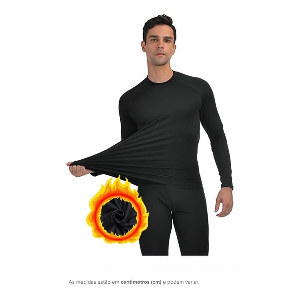 Camisa Térmica Masculina Peluciada Manga Longa Segunda Pele Flanelada Tecido Quente Ideal Para Inverno