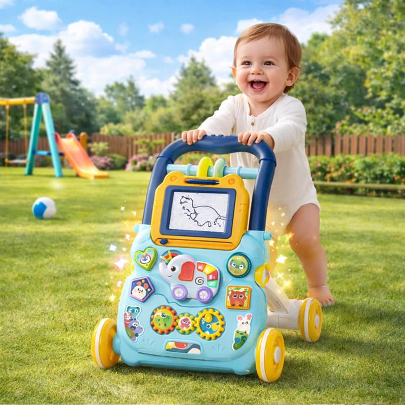Andador Infantil Didático Musical Empurrador Bebê Quadro Magico Educativo P20