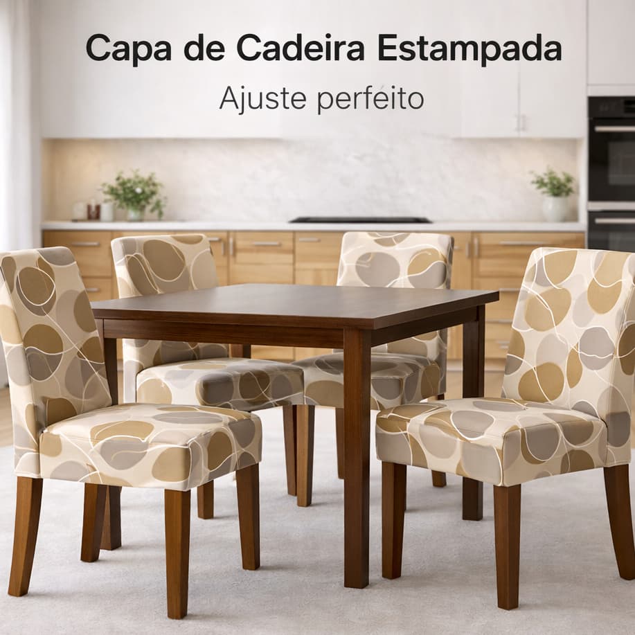 Capa de Cadeira Kit com 6 Lugares Estampas Exclusivas Ajuste Perfeito