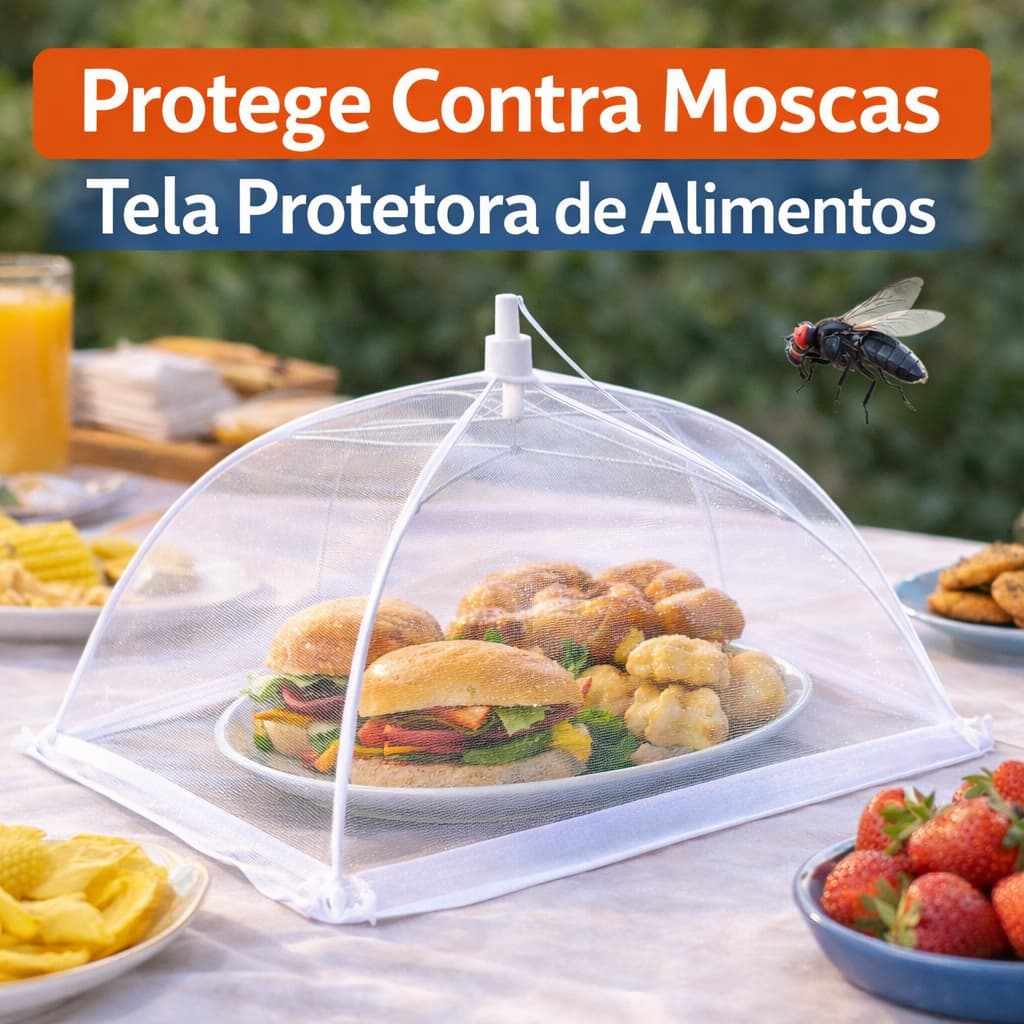 kit 4 Telas de Proteção de alimentos Anti Mosca Inseto Dobrável Mesa Churrasco Piquenique