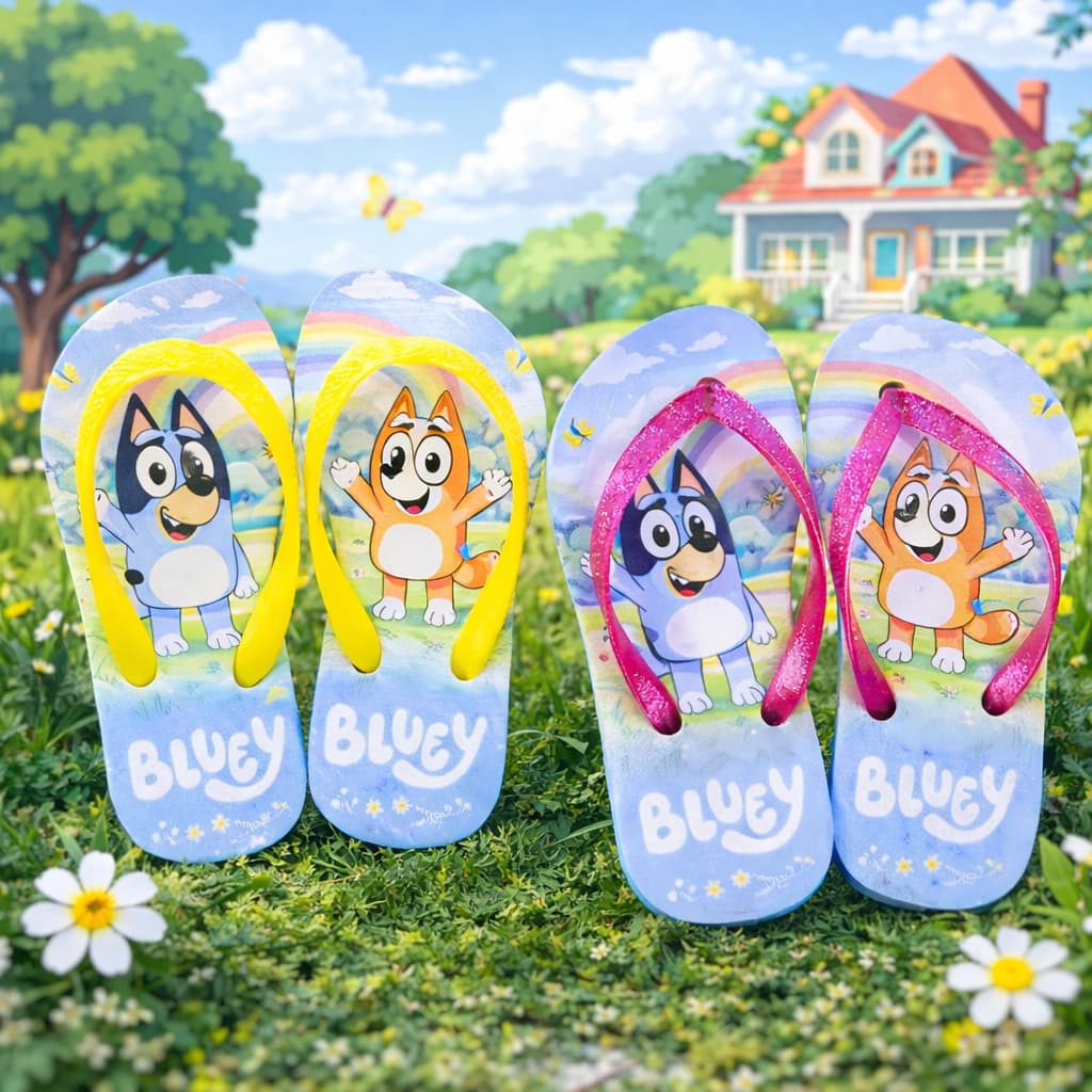 Chinelos Bluey Amarelo e Rosa