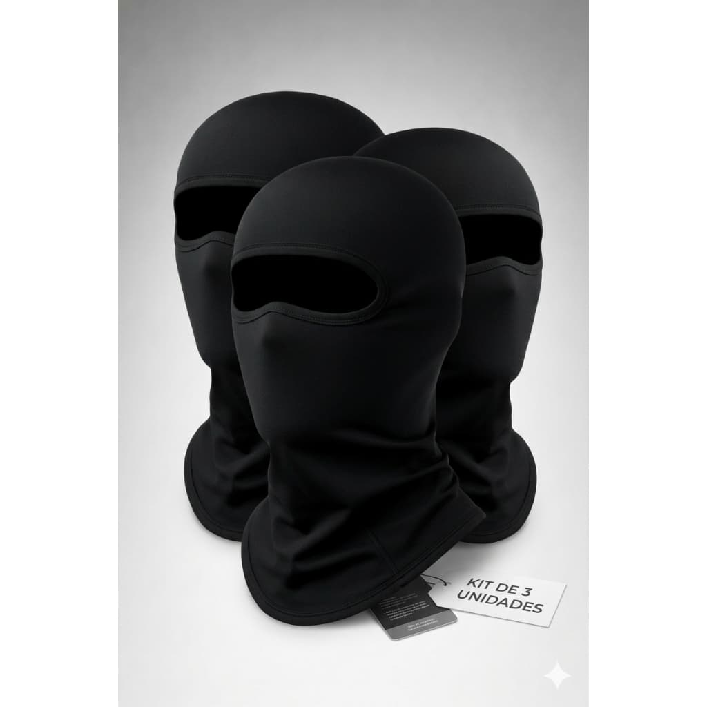 Kit 3 Toucas Ninja Oferta Atacado Balaclavas Preta Proteção UV50+ Motoqueiro Corrida Esportes Paintbal Frio Vento Poeira