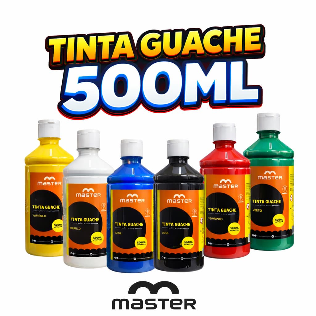 Kit 6 Cores Tinta Guache 500ml Master