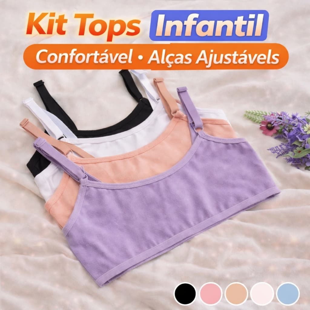 Kits Sutiãs Infantil Juvenil Algodão Cotton Liso Alta Qualidade Maya Conforto Dia a Dia Menina Moça