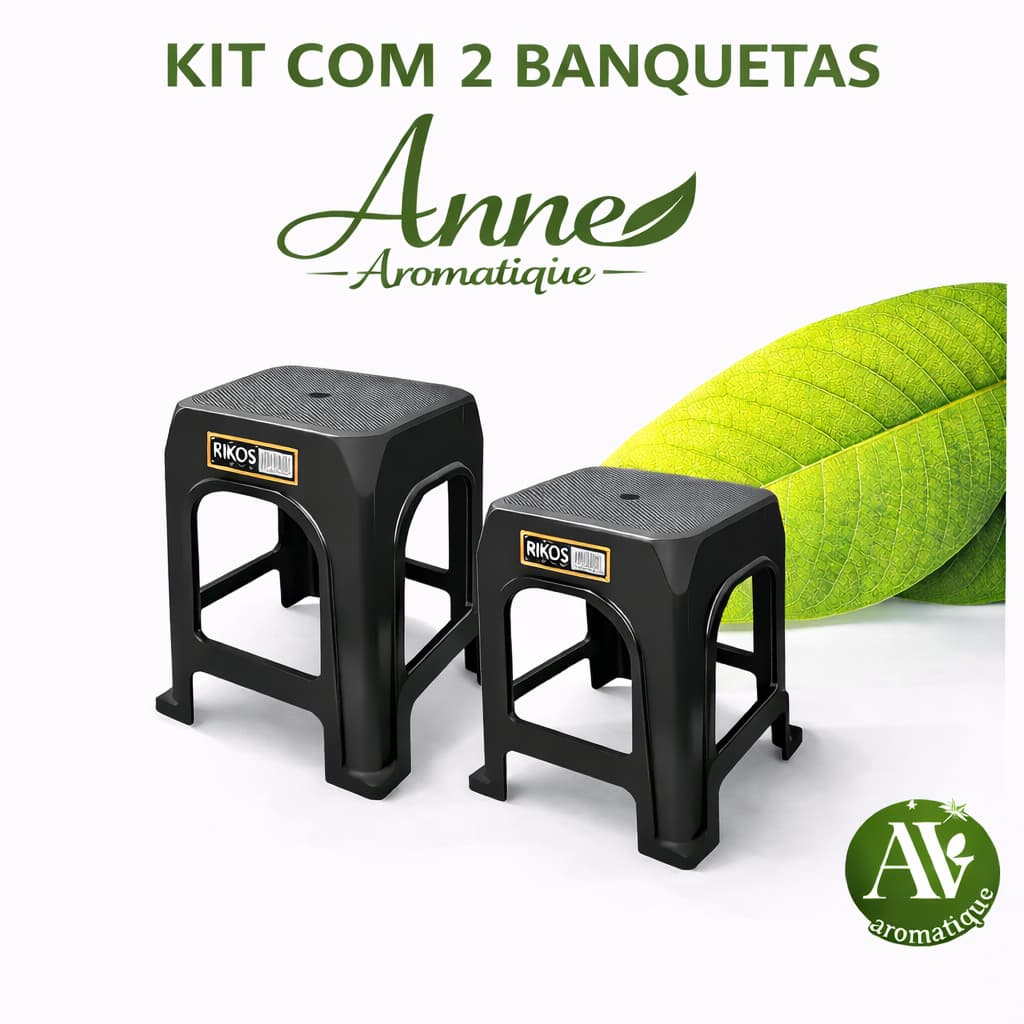 Kit Com 02 Banquetas Plástico Banco Resistente Suporta Até 140 Kg Premium Casa Empresa