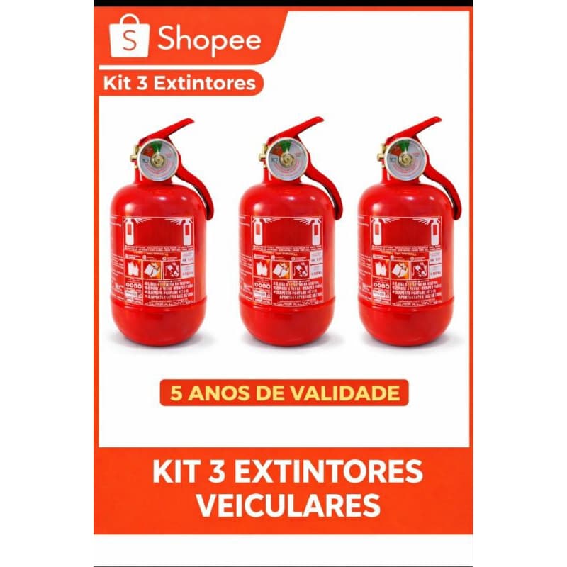 Kit 3 extintores Gordinho, Fiat. Extintor Veicular. 05 anos.
