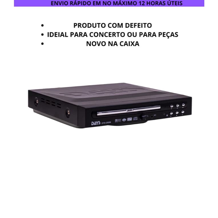 Kit 10 DVD Player de Mesa Days DYD-2500LK 2 Canais COM DEFEITO Bivolt